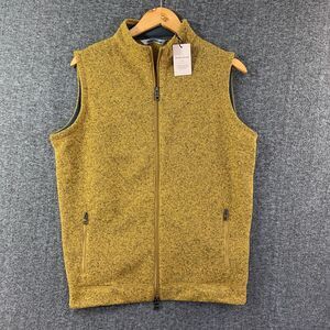 Peter Millar Crown Jumper Fleece Vest Men Small Yellow Mustard Golf Preppy NEW